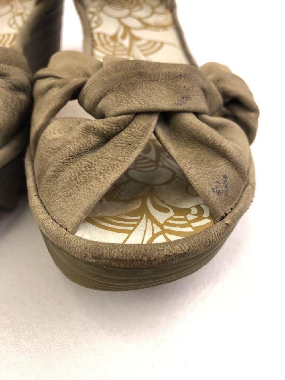 Fly London Yoel Cupido Khaki Wedge Sandals EUR 37 - Picture 11 of 15